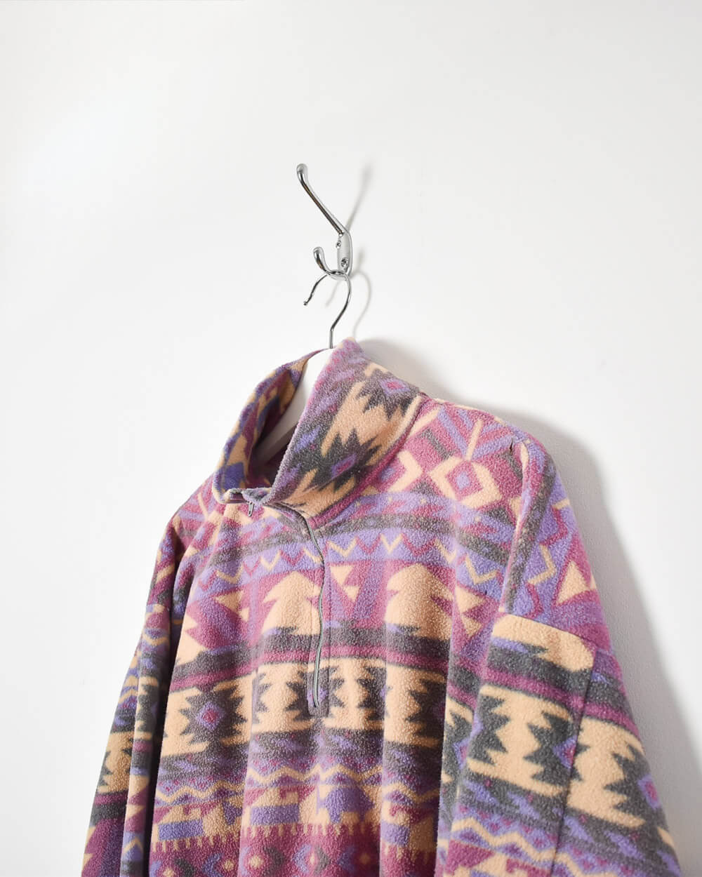 Purple Vintage 1/4 Zip Patterned Fleece - Medium