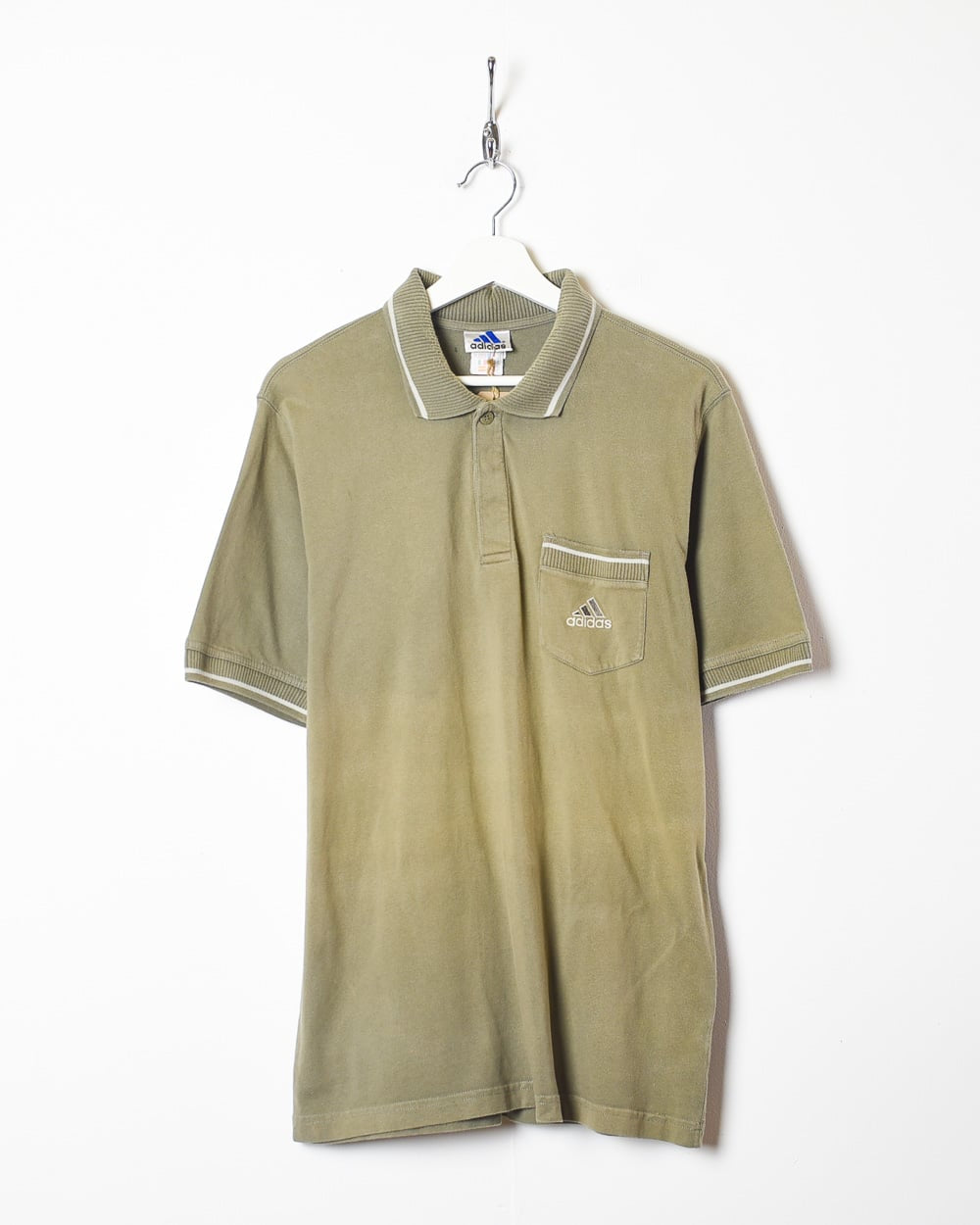 Khaki Adidas Pocket Polo Shirt - Small
