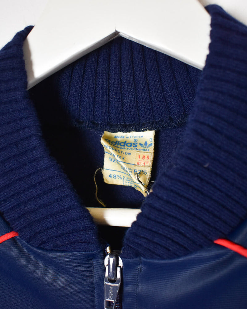 Vintage 80s Navy Adidas Tracksuit Top - Medium Polyester– Domno
