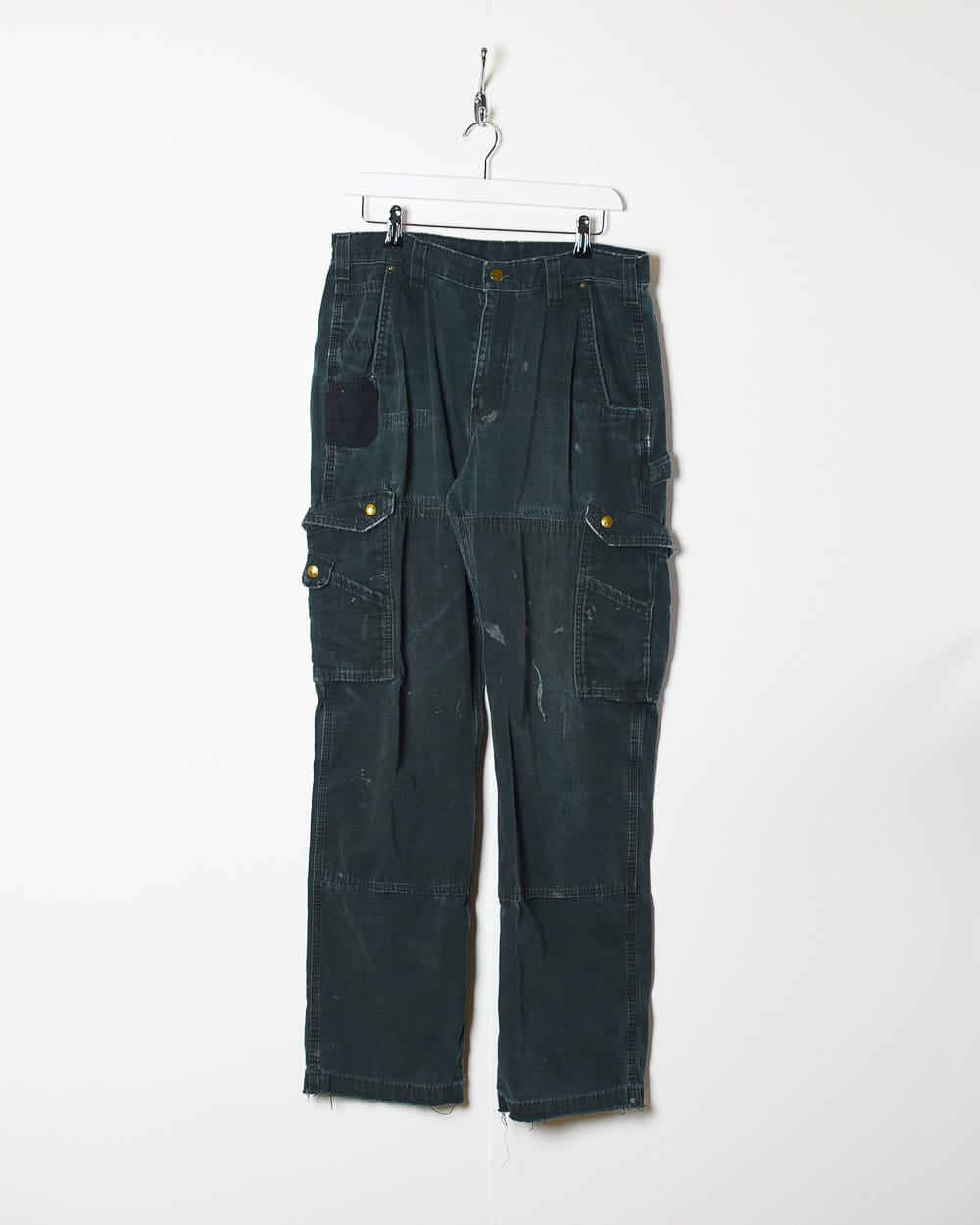Black Carhartt Distressed Double Knee Carpenter Cargo Jeans - W32 L34