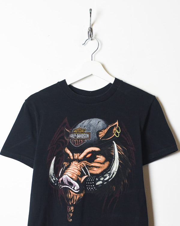 Black Harley Davidson Hog Graphic T-Shirt - Small