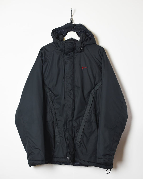Black Nike Hooded Padded Coat - X-Large