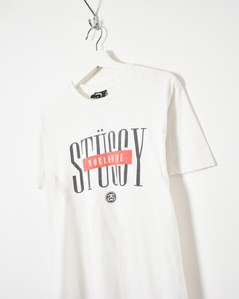 White Stussy Worldwide T-Shirt - Medium