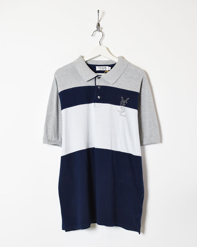 Skælde ud Manners sagtmodighed Vintage 00s Cotton Colour-Block Navy Yves Saint Laurent Polo Shirt -  XX-Large– Domno Vintage