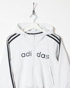 White Adidas Women's Zip-Through Hoodie - Medium 
