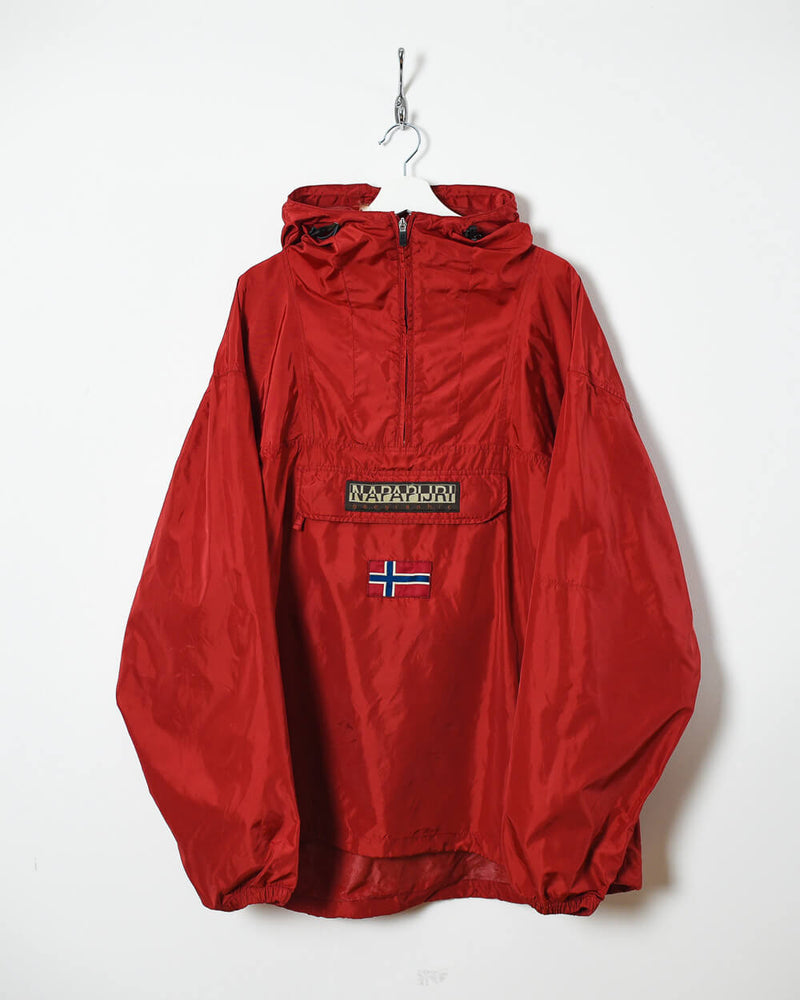 Surichinmoi bewaker Baffle Vintage 90s Nylon Plain Maroon Napapijri Expedition Experience 1/4 Zip  Hooded Jacket - XX-Large– Domno Vintage