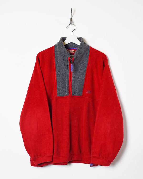 Red Think Pink 1/4 Zip Colour Block Fleece - Small
