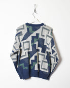 Navy Vintage Patterned Knitted Sweatshirt - Small