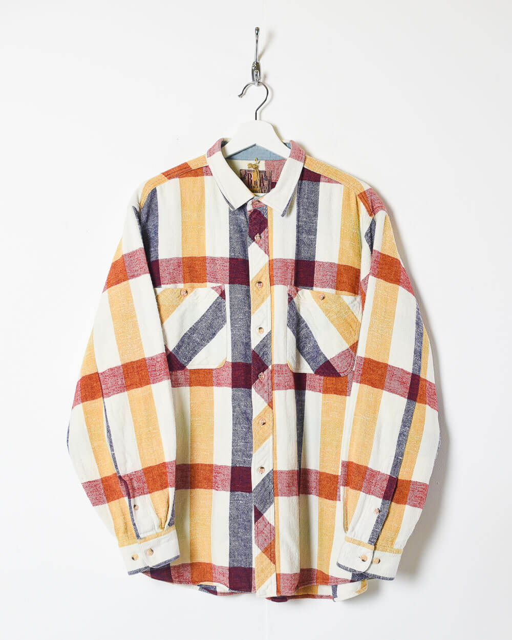 Neutral Vintage Checkered Flannel Shirt - X-Large