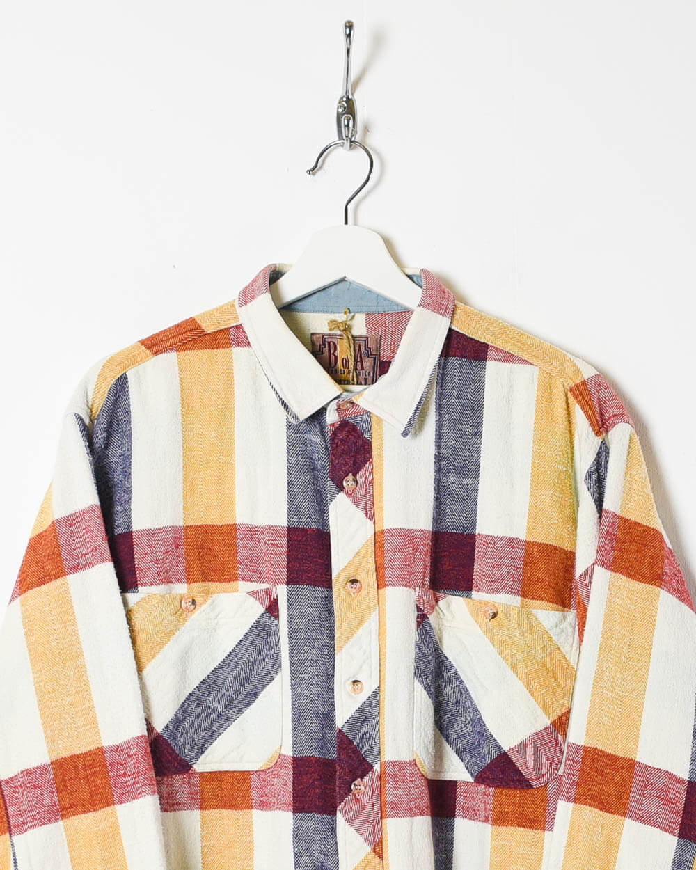Neutral Vintage Checkered Flannel Shirt - X-Large