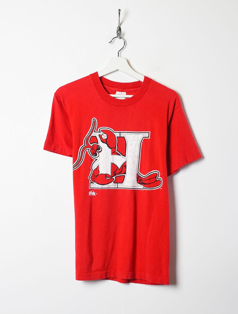 Red Majestic Hickory Crawdads MLB Graphic T-Shirt - Medium