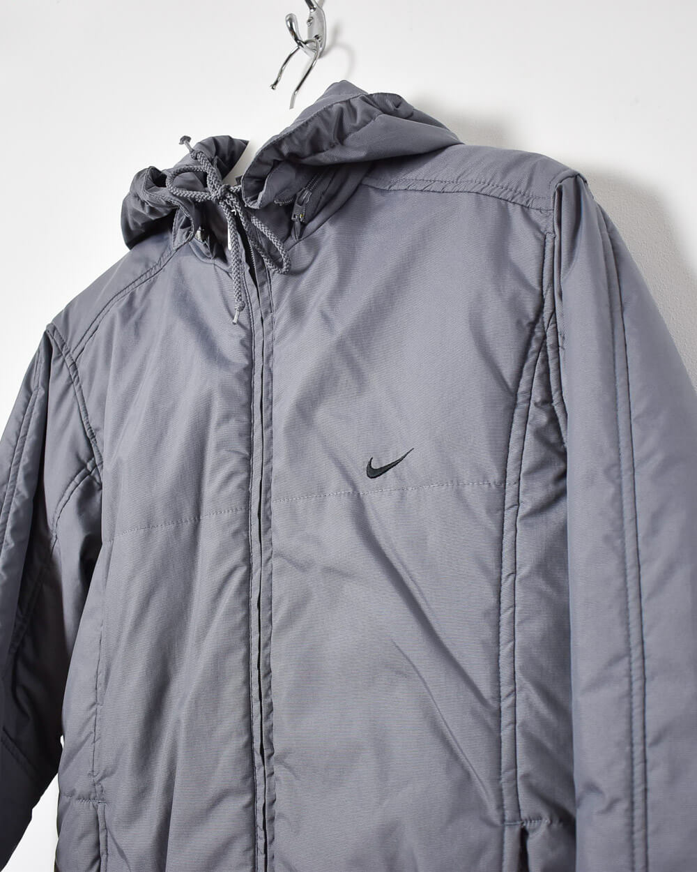 Grey Nike Women's Hooded Winter Coat - Medium