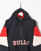 Black Starter Chicago Bulls 1/4 Zip Hooded Jacket - Large