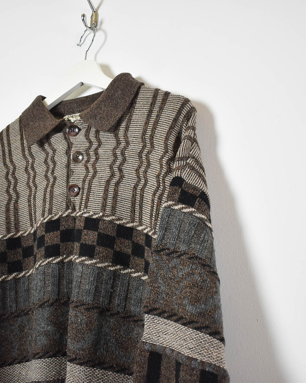 Brown Vintage Knitted Sweatshirt - X-Large
