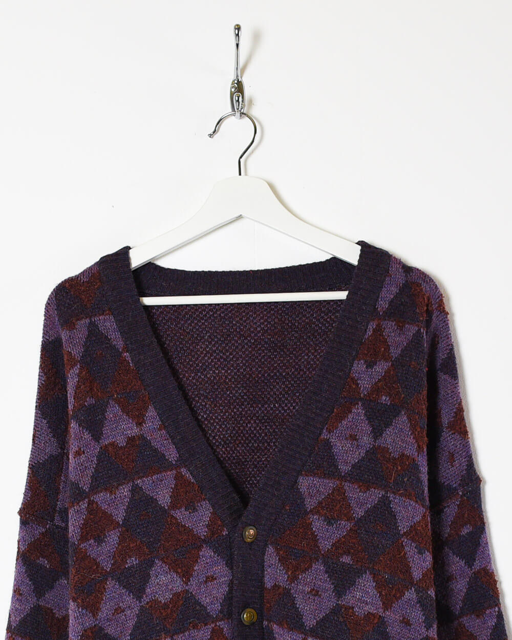 Purple Vintage Knitted Cardigan - Large