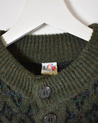Green Vintage Knitted Button Up Sweatshirt - Large