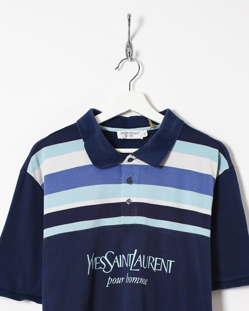 Navy Yves Saint Laurent Pour Bomme Polo Shirt - Large