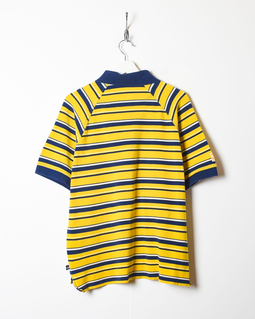 Yellow Adidas Striped Polo Shirt - Small