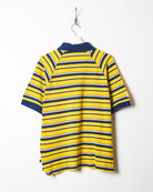 Yellow Adidas Striped Polo Shirt - Small