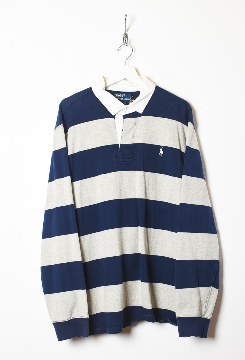 Stone Polo Ralph Lauren Striped Rugby Shirt - XX-Large