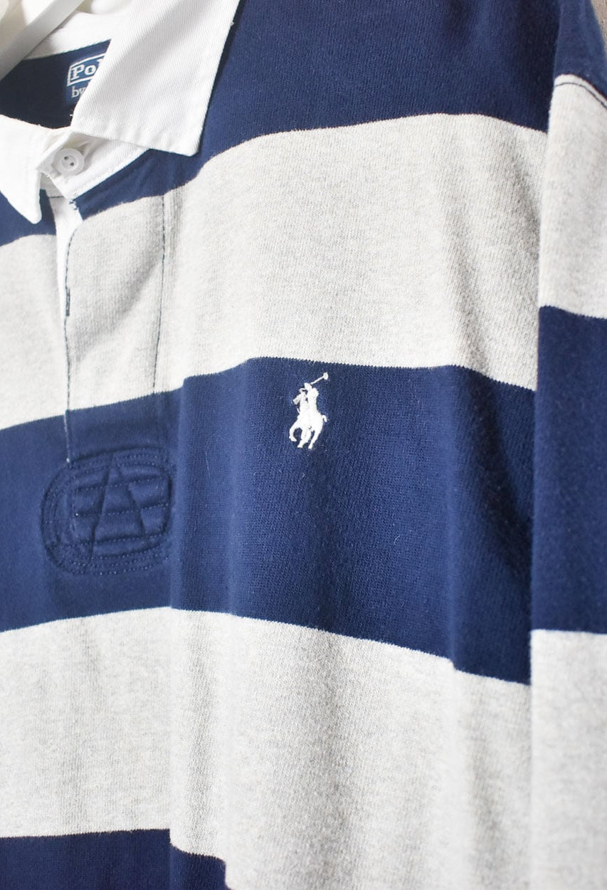 Stone Polo Ralph Lauren Striped Rugby Shirt - XX-Large