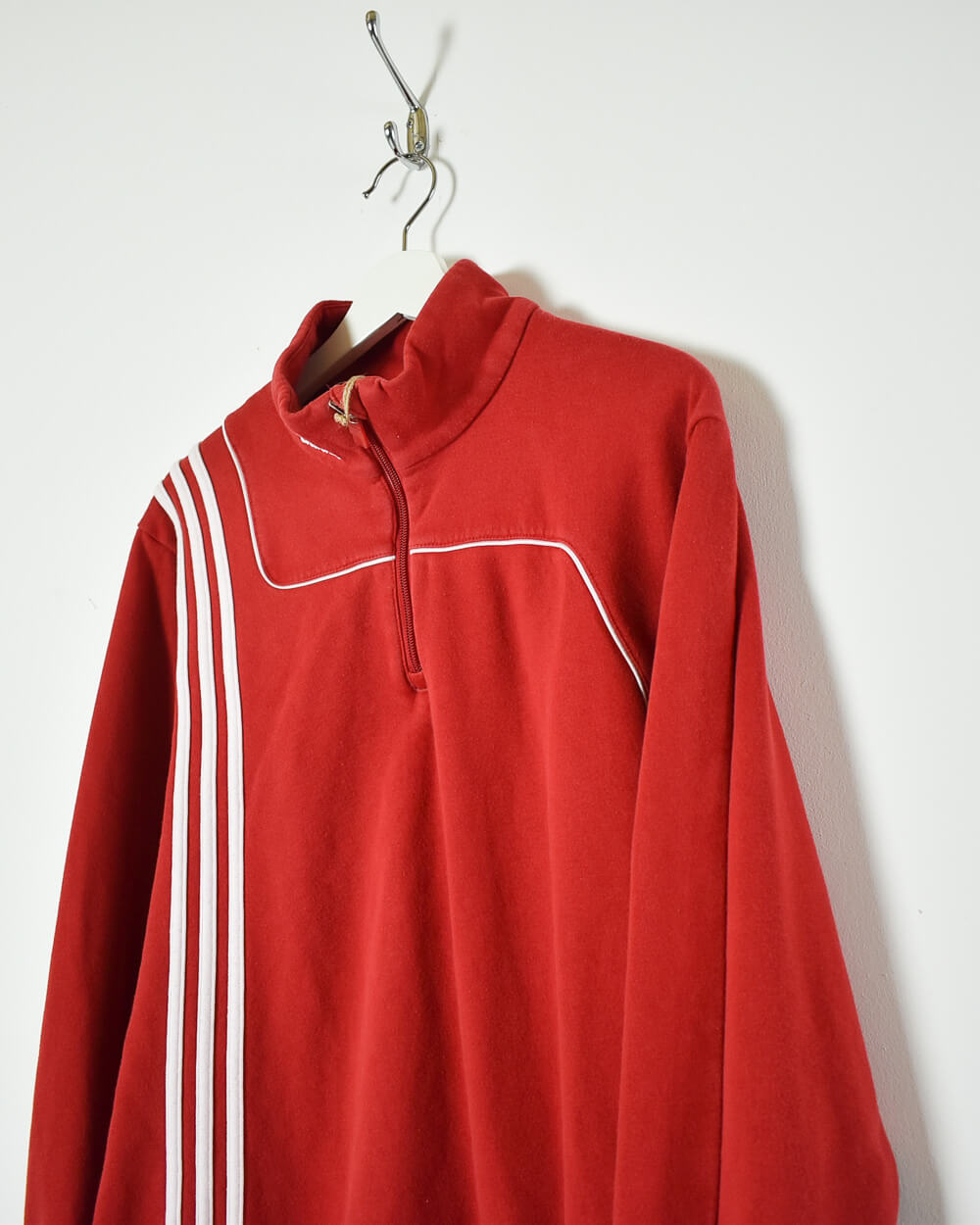 Red Adidas 1/4 Zip Sweatshirt - Large