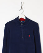 Navy Ralph Lauren 1/4 Zip Knitted Sweatshirt - Medium