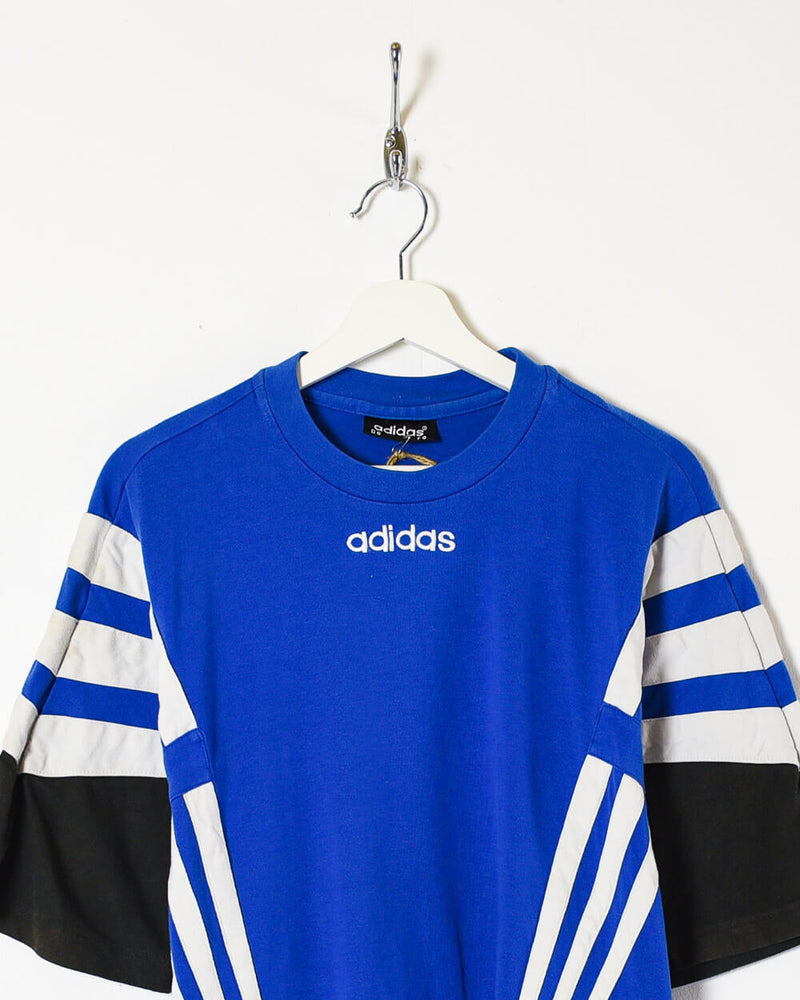 Vintage 90s Cotton Colour-Block Blue Adidas T-Shirt - X-Large– Domno Vintage