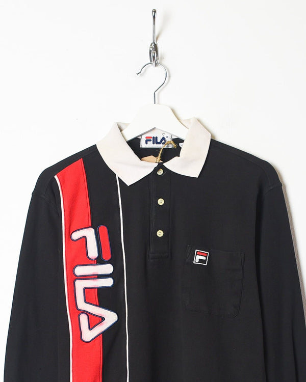 Black Fila Long Sleeved Polo Shirt - Small