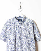Blue Floral All-Over Print Short Sleeved Shirt - XX-Large