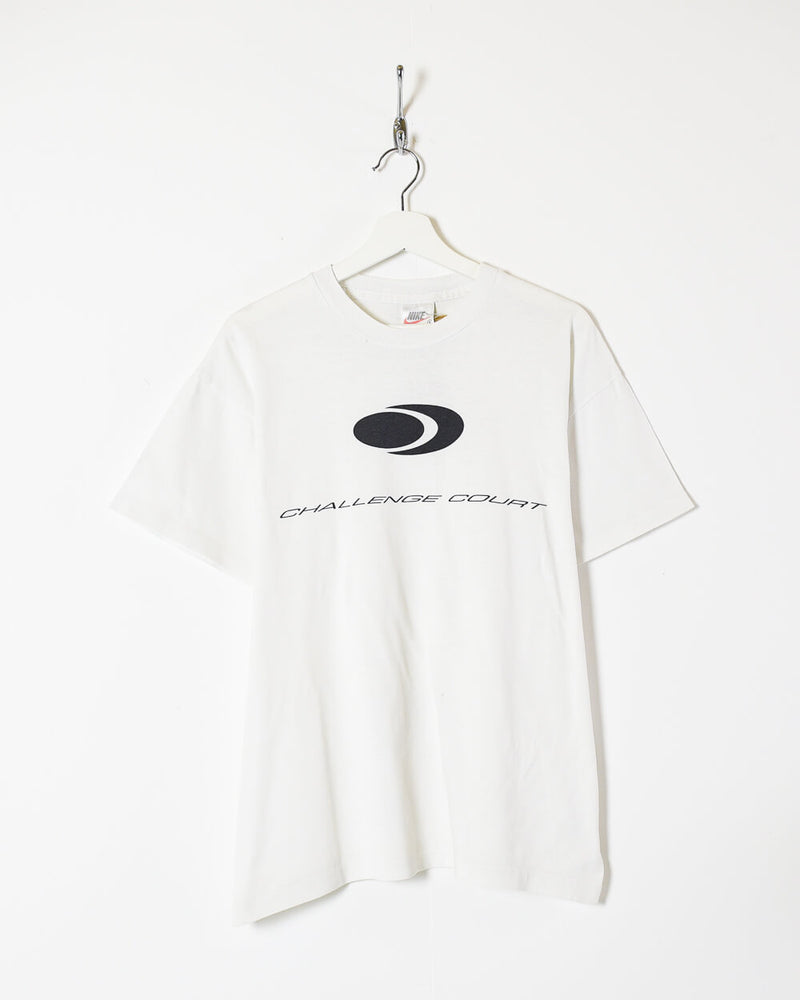 Vintage 90s Cotton White Nike Challenge Court T-Shirt - Medium– Domno