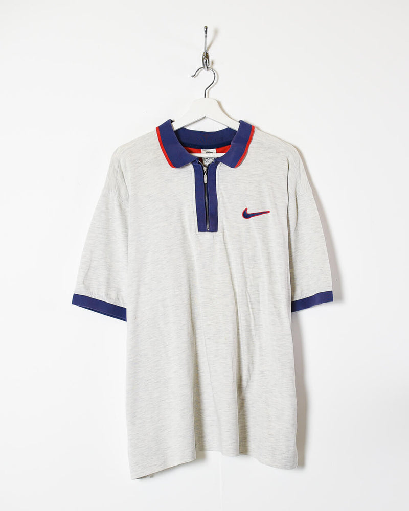 Vintage 90s Cotton Plain Stone Nike 1/4 Zip Polo Shirt - Domno Vintage
