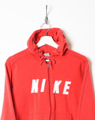 Red Nike Zip-Through Hoodie - Small Women's