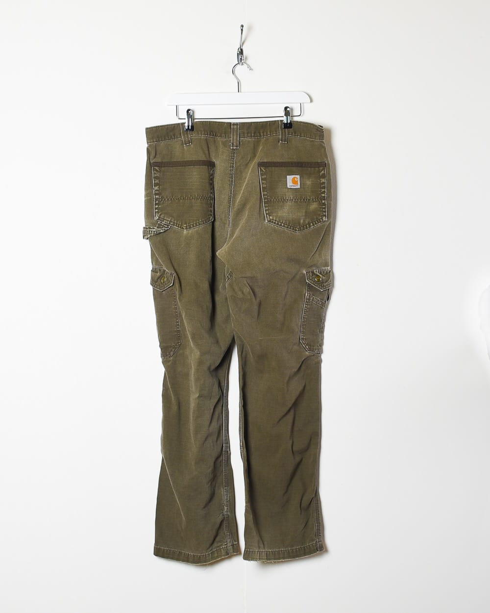 Khaki Carhartt Distressed Double Knee Carpenter Cargo Jeans - W36 L32