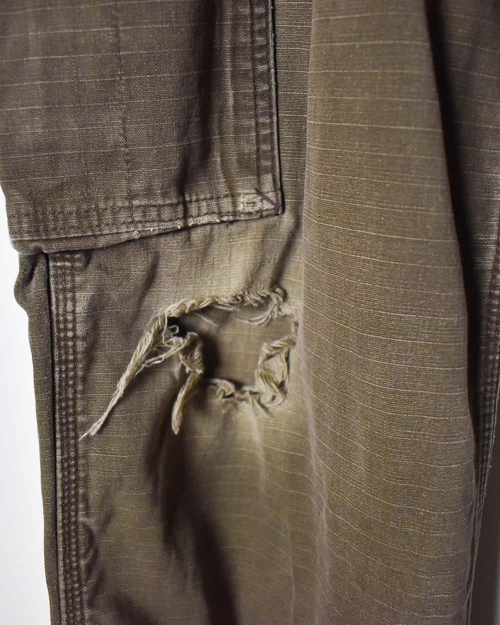 Khaki Carhartt Distressed Double Knee Carpenter Cargo Jeans - W36 L32
