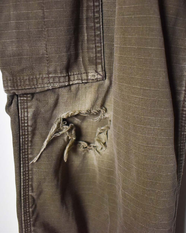 Khaki Carhartt Distressed Double Knee Carpenter Cargo Jeans - W36 L32