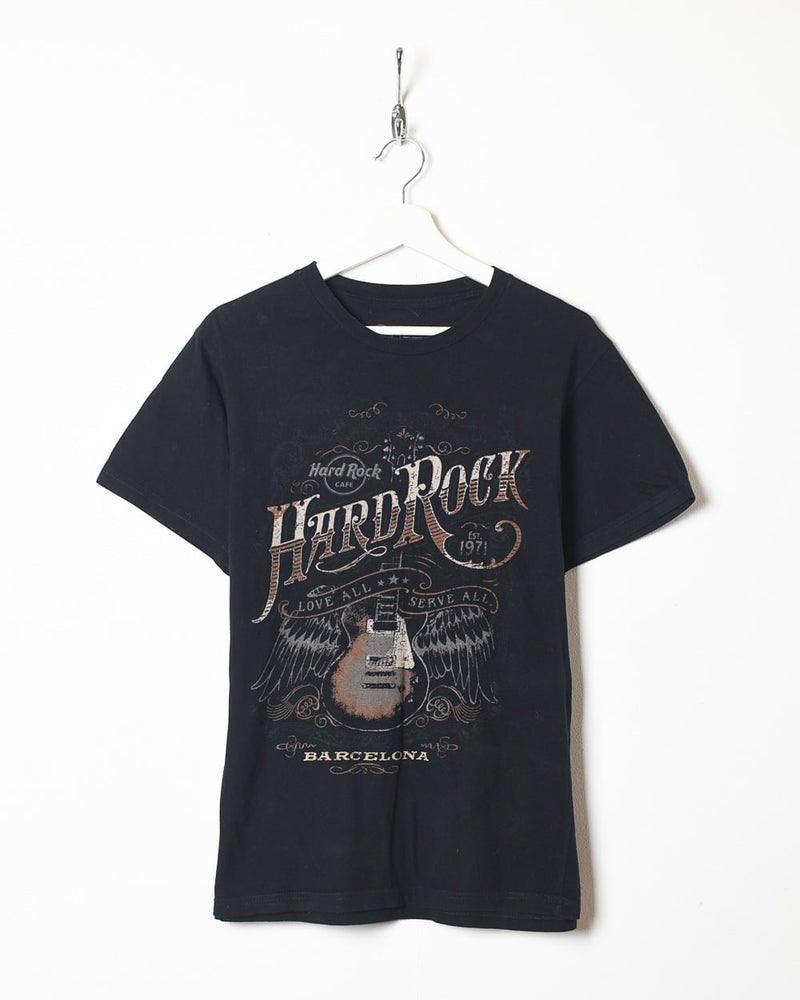 råolie Hvor loop Vintage 10s+ Black Hard Rock Café Barcelona Graphic T-Shirt - Small Cotton–  Domno Vintage