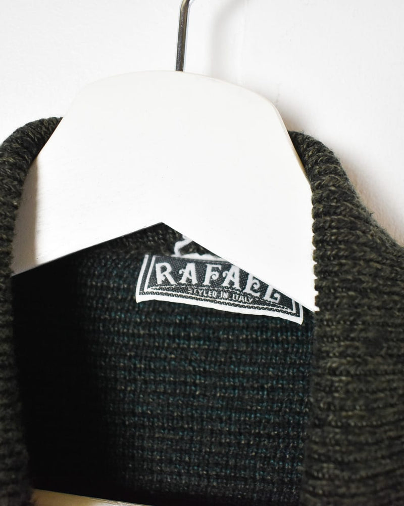 Green Rafael Collared Patterned Knitted Sweatshirt - Medium