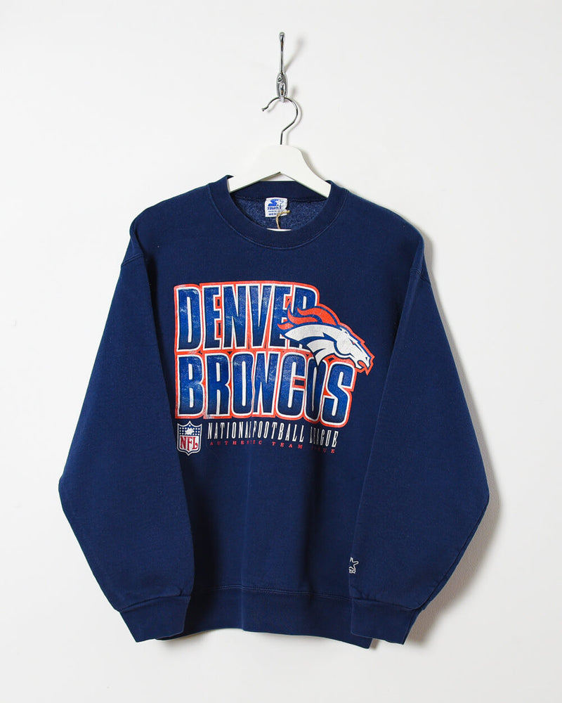 Vintage 90s Cotton Navy Starter Denver Broncos NFL Sweatshirt - Small–  Domno Vintage