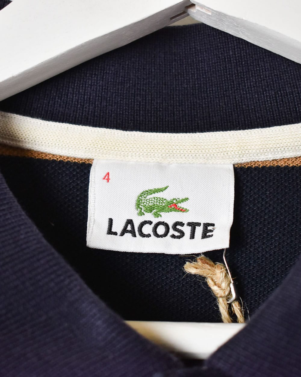 Navy Lacoste Striped Long Sleeved Polo Shirt - Small