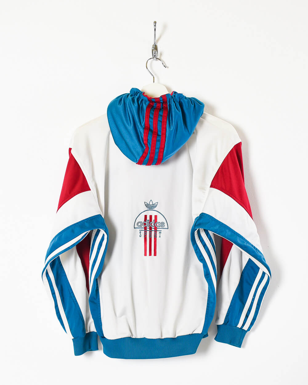 Blue Adidas Sport Hooded Tracksuit Top - X-Small