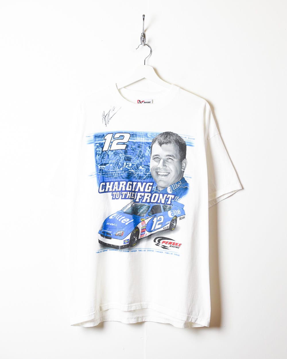 White Chase Authentics Nascar Ryan Newman 12 Autographed T-Shirt - X-Large