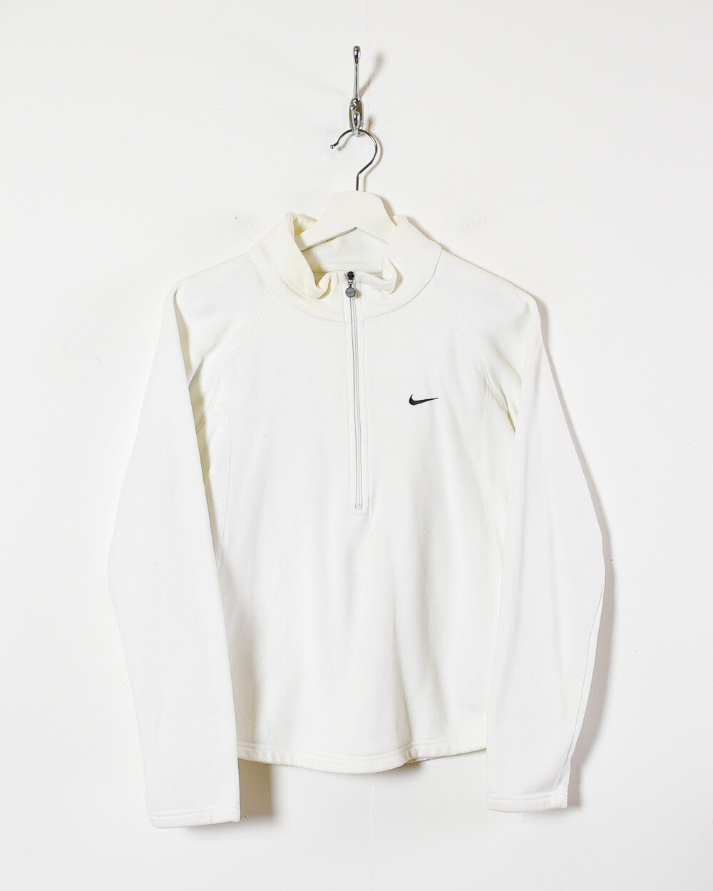 White Nike Women's 1/2 Zip Sweatshirt - Medium