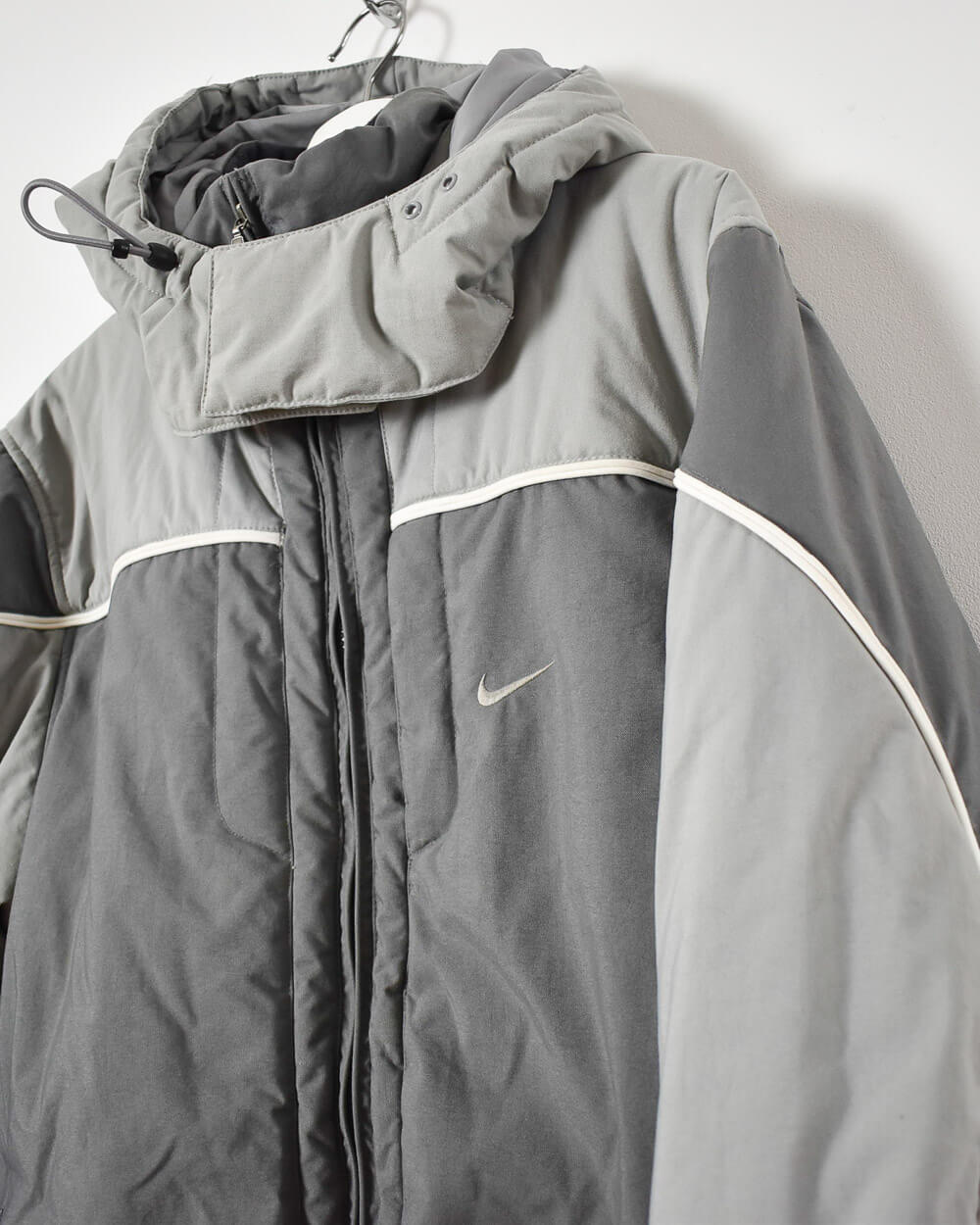 Grey Nike Hooded Winter Coat - Medium