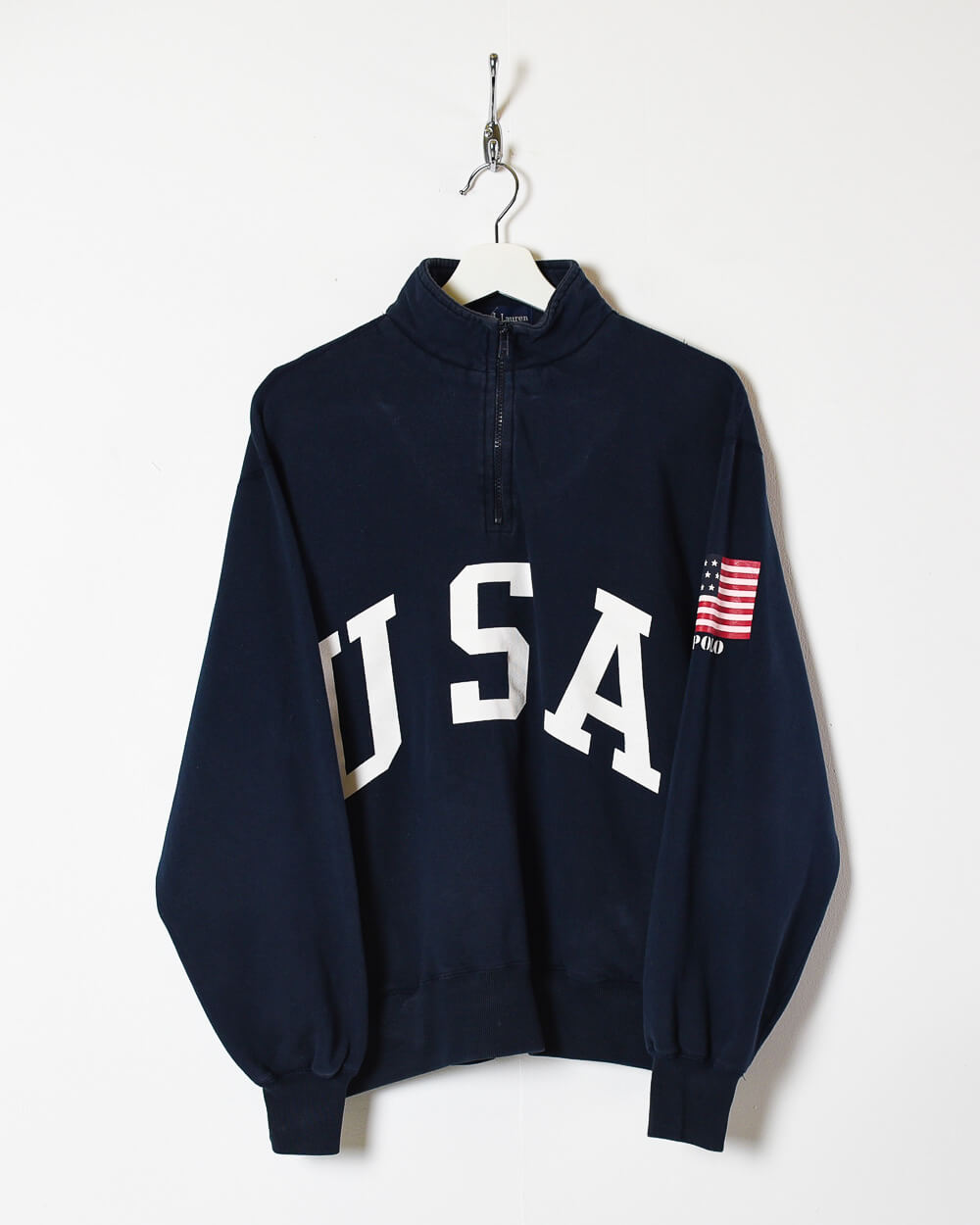 Navy Ralph Lauren USA 1/4 Zip Sweatshirt - Small