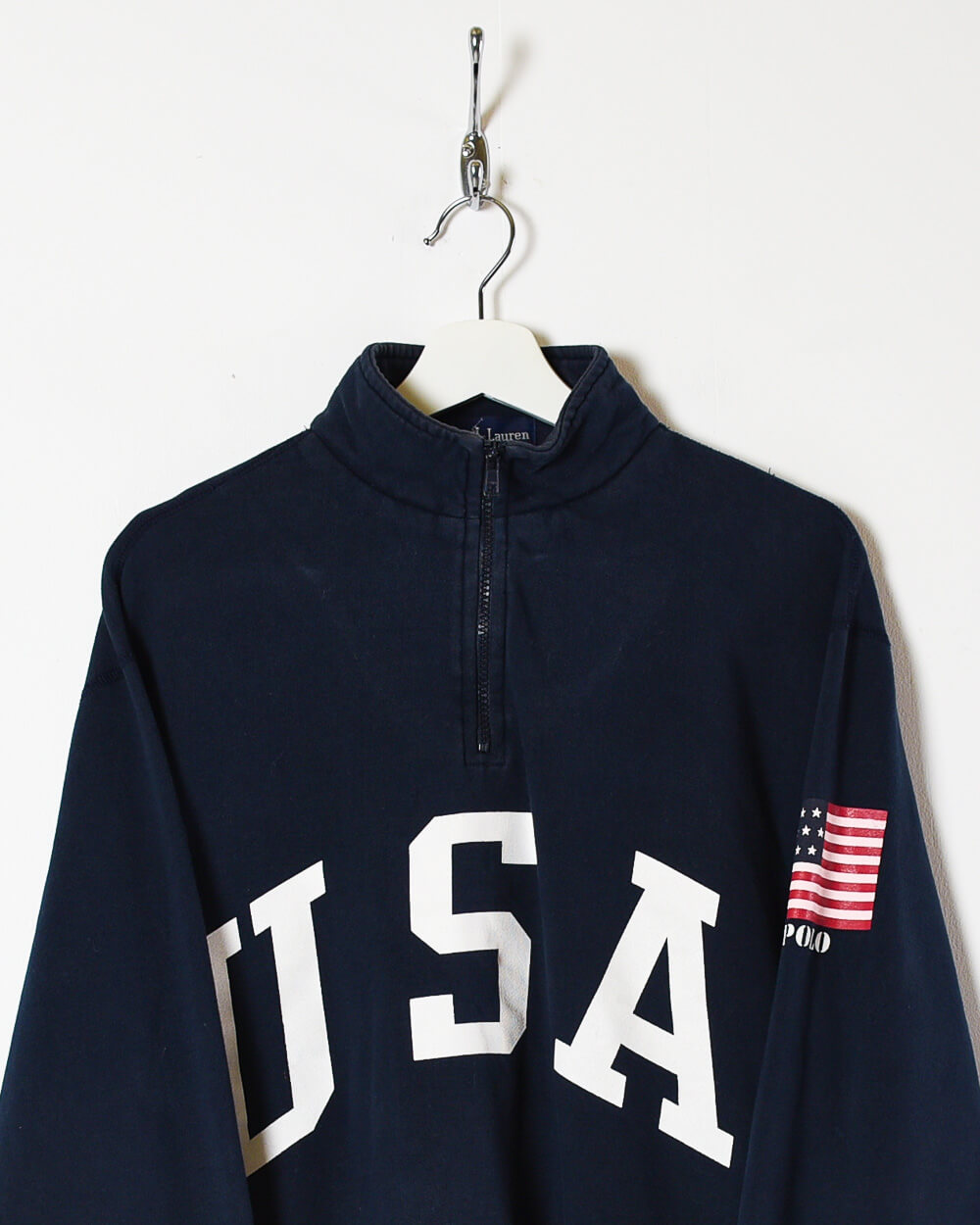 Navy Ralph Lauren USA 1/4 Zip Sweatshirt - Small