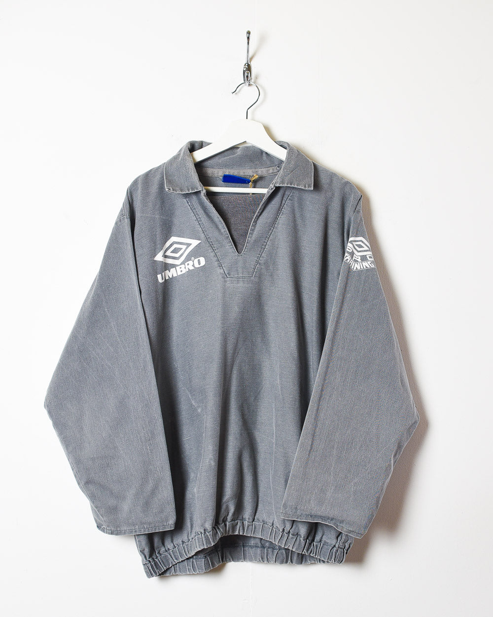 Vintage 90s Grey Umbro Pullover Drill Jacket - Large Cotton 