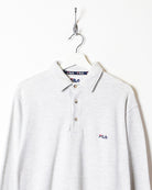 Stone Fila Long Sleeved Polo Shirt - Small