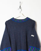 Navy Adidas Knitted Sweatshirt - Small