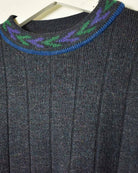 Navy Adidas Knitted Sweatshirt - Small